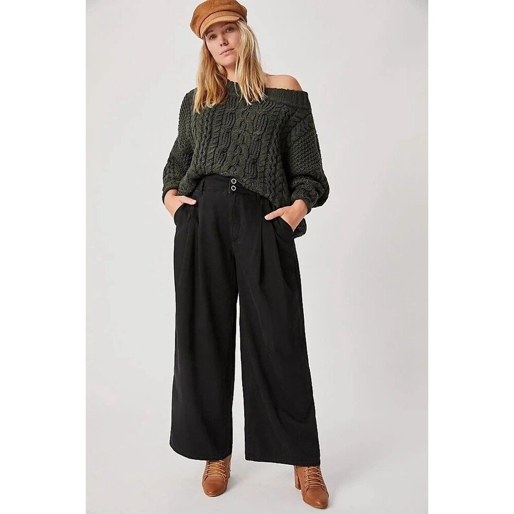 Anthropologie Pilcro Pants 31P Women’s Black High Rise Wide Leg Trouser